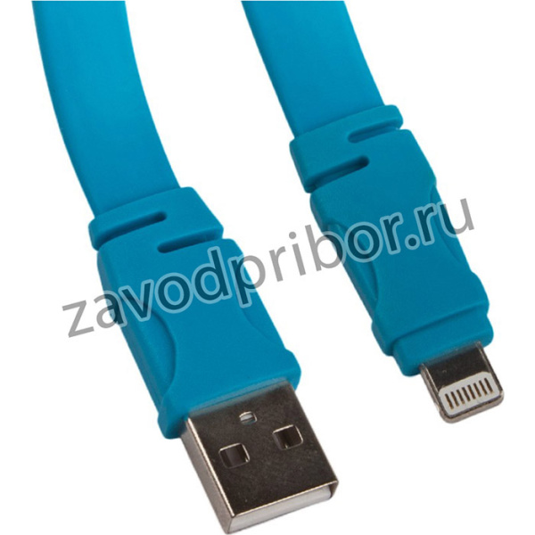 USB Дата-кабель линейка см. ft для Apple 8 pin плоский 1,2 метра, синий, европакет