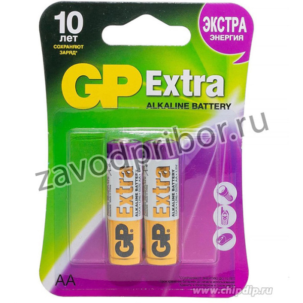 Батарейки GP Extra Alkaline AA (LR6), 2 шт. (15AX-CR2)