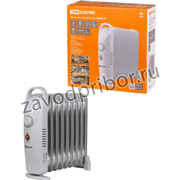 Масляный обогреватель МИНИ-9, 1000 Вт, 9 секций, термостат, SQ2501-0909