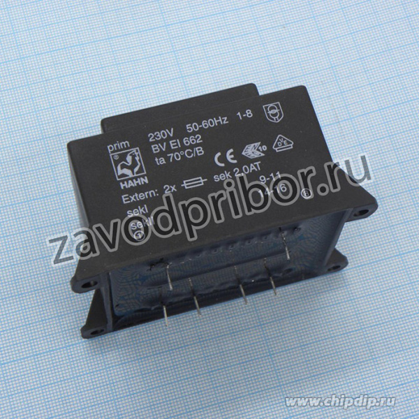 BV EI 662 1097, (33W 2x18V 2x917mA 230V), Трансформатор питания 33ВА 230В 2x18В 2x917мА 70/B (34)
