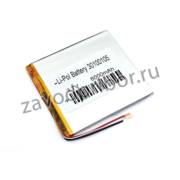 Аккумулятор универсальный 3x100x105 мм 3.8V 6000mAh Li-Pol (3 Pin)