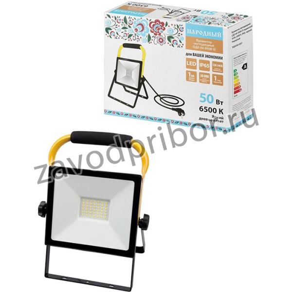 TDM SQ0336-0201 Прожектор светодиодный СДО-04-050Н-П (переносной) 50 Вт, 6500 К, IP65, черный, Народный