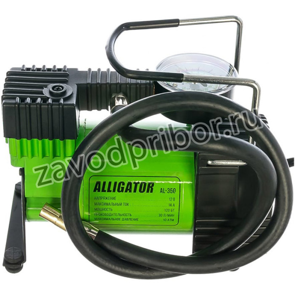 Компрессор воздушный ALLIGATOR, 30 л./мин., 12V/14A, 120W, 10 Атм., шланг 0,7 м., питание от прикуривателя, набор из 3-х переходников для н
