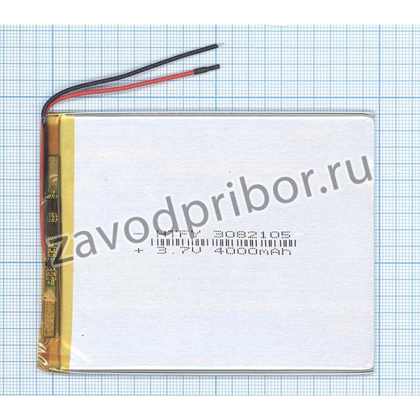 Аккумулятор универсальный 3x82x105 мм 3.8V 4000mAh Li-Pol (2 Pin)