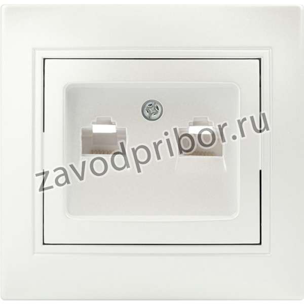 Розетка Intro Plano 1-304-06 информационная двойная 2xRJ45, IP20, СУ, перламутр