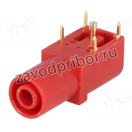 FCR7350R, Гнездо, "банан" 4мм, 24А, 33мм, красный, Монтаж на панель