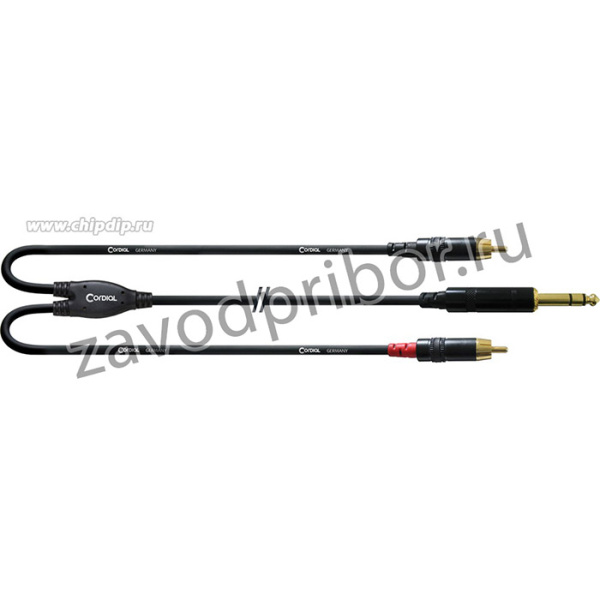 Cordial CFY 3 VCC кабель Y-адаптер джек стерео 6.3мм-2xRCA, 3.0м, черный