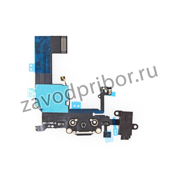 Шлейф для Apple iPhone 5C с разъемом для зарядки, handsfree, микрофон, черный