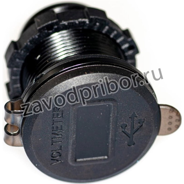 Разъем Usb в авто (врезные) 12V-24V 2USB (Круглый) QC3.0 + Вольтметр PL9370