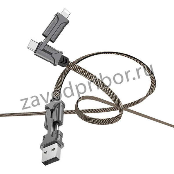 S22 black&brown, Кабель iPhone (5-)/USB Type C 1м HOCO