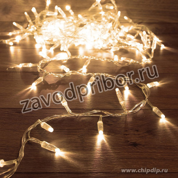 303-636, Гирлянда Кластер 10 м, прозрачный ПВХ IP65, 200 диодов, цвет теплый белый