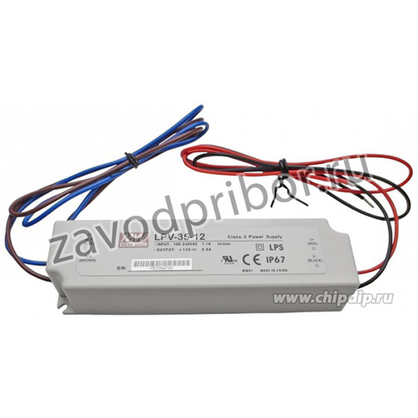 LPV-35-12, AC/DC LED, 12В,3А,36Вт,IP67 блок питания для светодиодного освещения