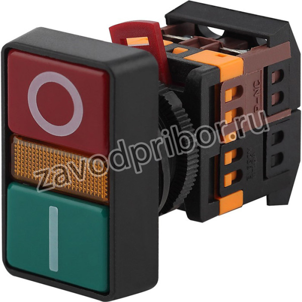 Кнопка ЭРА BBD20-PPBB-K51E РPВВ-30N I-O d30мм неон 240В 1з+1р Б0045626