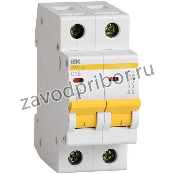 Выключатель автоматический модульный 2п B 2А 4.5кА ВА47-29 IEK MVA20-2-002-B