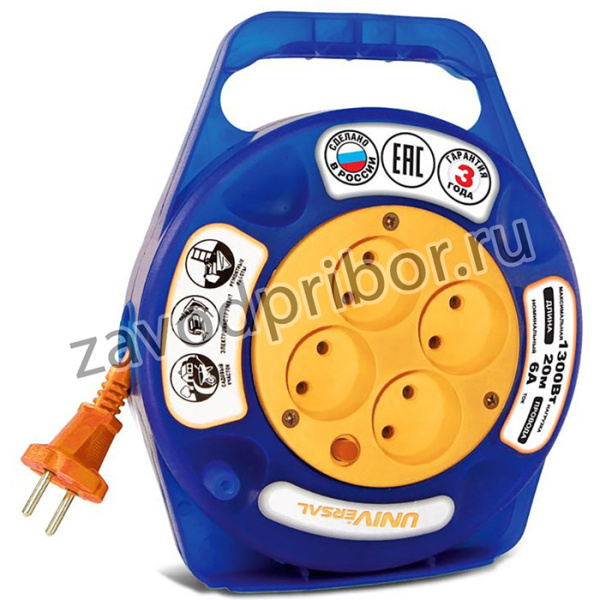 Удлинитель в закрыт. корпусе 4х20м без заземл. 6А IP20 У6-015 ПВС 2х0.75 термозащита защ. шторки UNIVersal 9633902