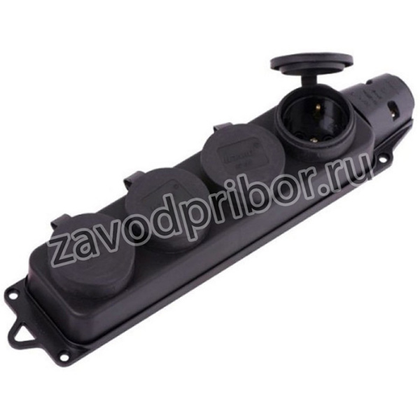 106-0400-0107/ 107 Розетка наруж. уст-ки 4-ая с заглушками 2Р+РЕ 1х16А 220-240V 106-0400-0107/107