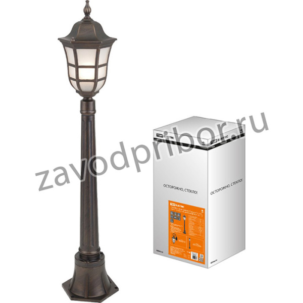 Светильник садово-парковый "Меридиан" 1х100 Вт, столб, Н1050 мм, алюм., матовое/кофейный, E27, TDM