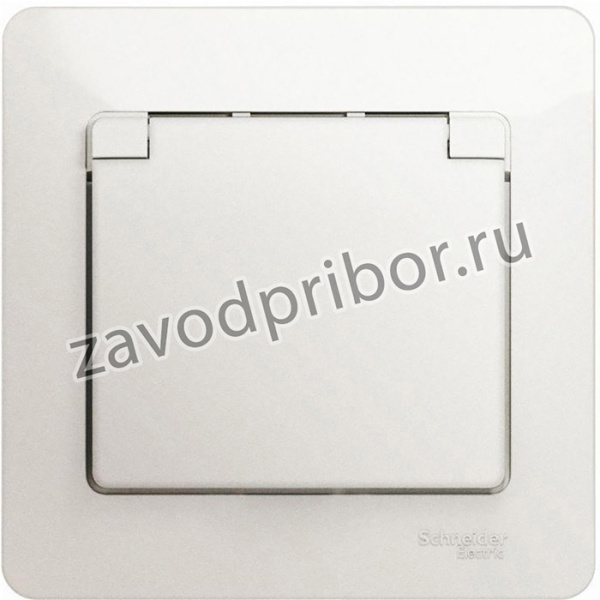 Розетка 1-м СП Glossa 16А IP20 с заземл. защ. шторки с крышкой в сборе перламутр. SE GSL000646