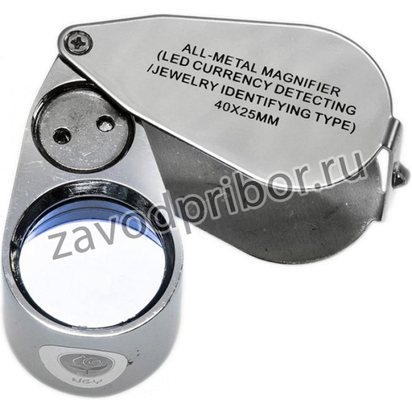 Ювелирная лупа 40х, 25 мм, с подсветкой, 2 LED 0 PL4461
