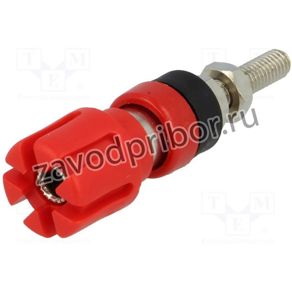 CL159725, Гнездо "банан" 4мм, 30А, 60В DC, длина 59мм, красный, никелированные контакты