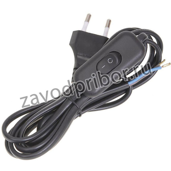 Шнур для бра УШ-1КВ 2м с опрес. вилкой и выключателем 2х0.75 черн. IEK WUP20-02-K02