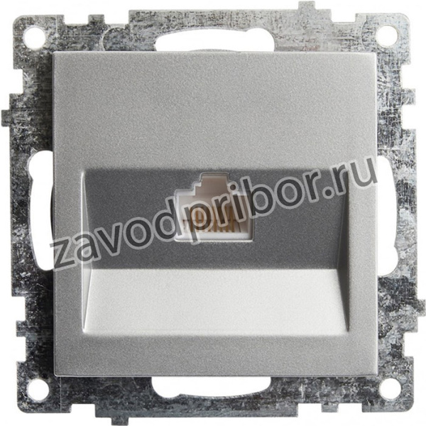 Розетка компьютерная 1-местная RJ-45 (механизм), GLS00-7107-03, серия Катрин, серебро 39585