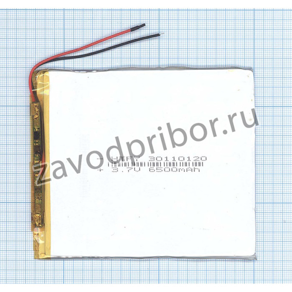 Аккумулятор универсальный 3x110x120 мм 3.8V 6500mAh Li-Pol (2 Pin)