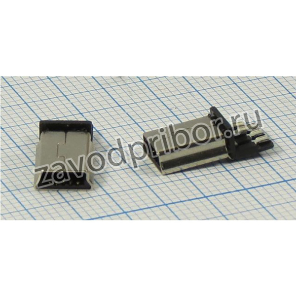 Разъем mini USB5G вилка, тип B, контакты 5P, монтаж на кабель без кожуха, miniUSB5G