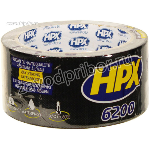 Лента армированая одностороняя HPX6200 50мм х 10м черная, РОЗ, шт
