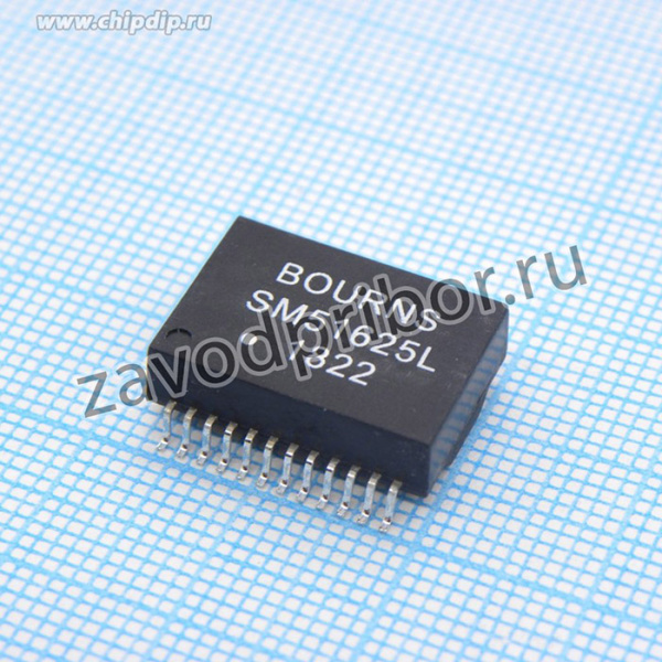 SM51625EL, Телекоммуникационный трансформатор 10/100/1000 Base-T +POE+, 1CT:1CT, 1.4Ohm DCR, SMD
