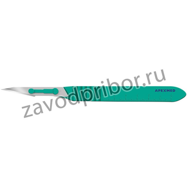 Скальпель хирург, однор., лезв.из нерж.ст. р-11, Apexmed 10шт/уп