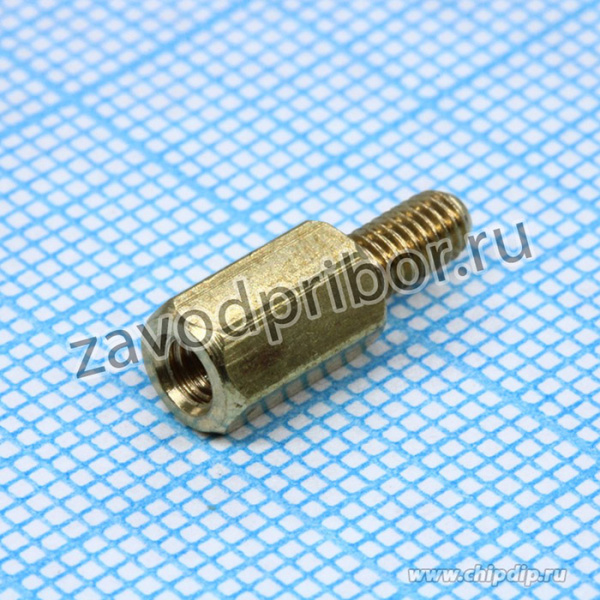 PCHSN- 8, (KLS8-DBL-M3-E5.0-L08 KLS8-DBL-M3-E4.7-L08), Стойка латунная для печатной платы, шестигранная, М3, 8мм, отверстие- винт