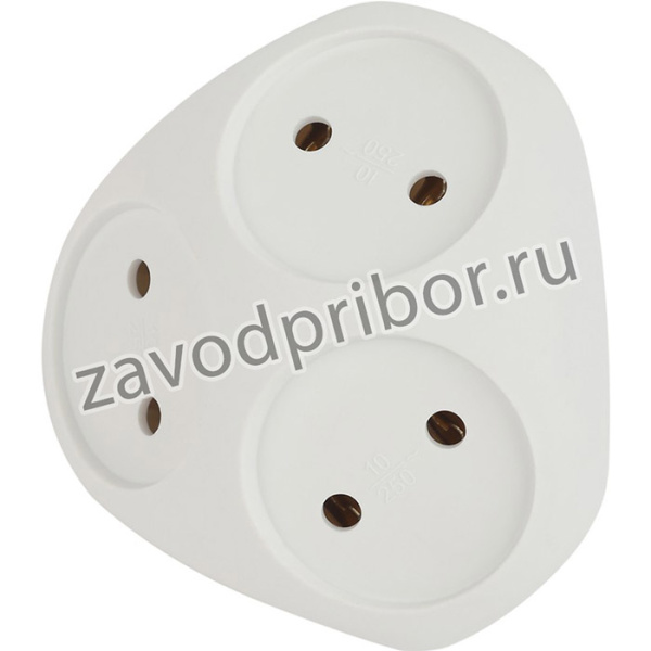Разветвитель электрический ЭРА SPx-3-W на 3 розетки без заземления 10А белый Б0053481
