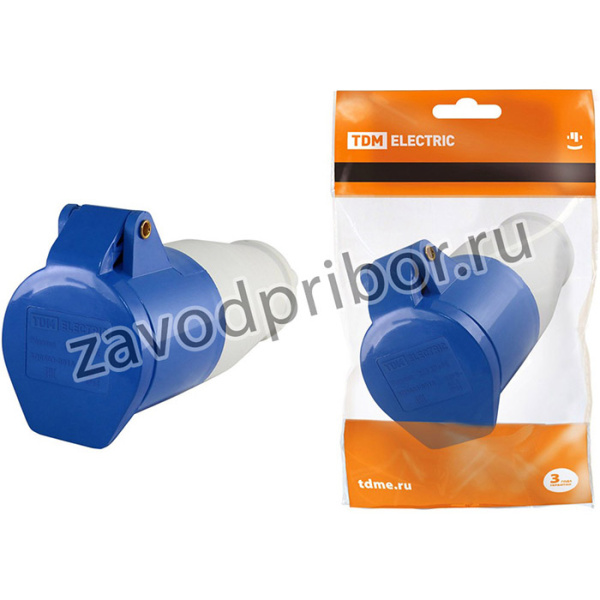 Розетка 233 переносная 2Р+РЕ 63А 220В IP54 TDM