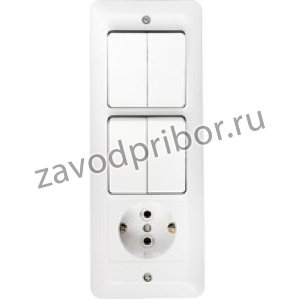Блок 4 выкл. + роз СУ, серия ПАРИТЕТ, цвет белый, 4В-РЦ-704
