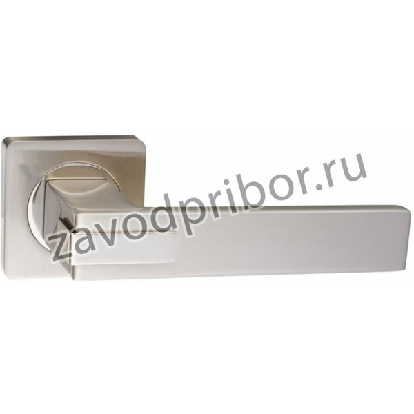 Ручка дв. на квадр. розетке "Катания" ник мат./ник. бл. INDH 301-02 SN/NP