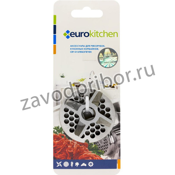 Набор решетка и двусторонний нож для мясорубки, 1 шт, сталь NR1211