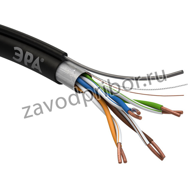 Кабель витая пара ЭРА F/UTP Cat5e 4x2x24 AWG CU PE + ТРОС OUTDOOR 305 м Б0044690