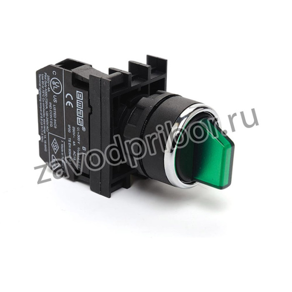 Переключатель 0-1, с фиксацией, зелёный, 250В AC, 4А, без блок-контакта B100SL20Y