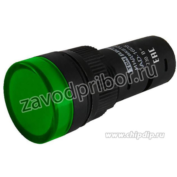 SQ0702-0073, Лампа AD-16DS(LED) матрица d16мм зеленый 230В АС