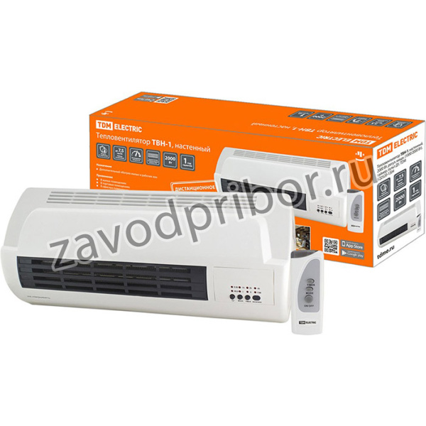 Тепловентилятор ТВН-1, настенный, 2000 Вт, регул. мощн. (1000/2000 Вт), таймер, пульт ДУ, TDM