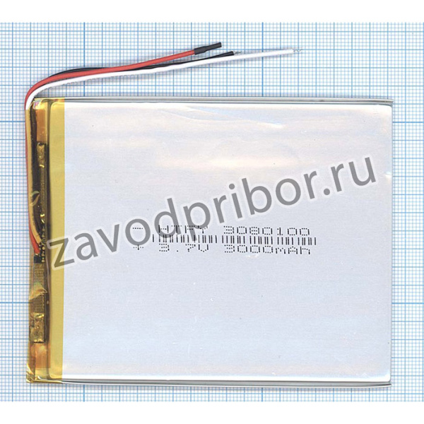Аккумулятор универсальный 3x80x100 мм 3.8V 3000mAh Li-Pol (3 Pin)