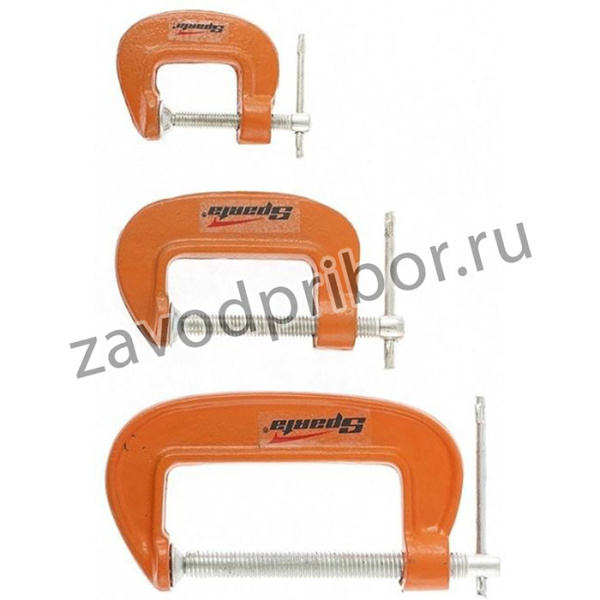 206755, Набор струбцины G-образные, 3 шт. 25-50-75 мм SPARTA 206755