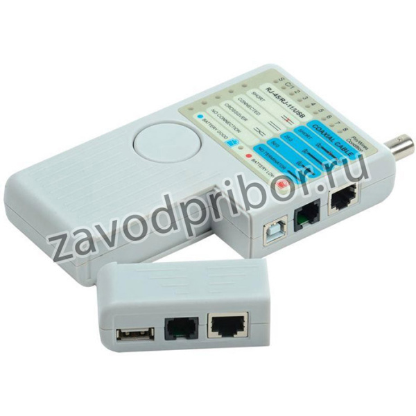 Тестер для витой пары 4в1 RJ45/RJ11/BNC/USB с элем. пит. ITK WH3468
