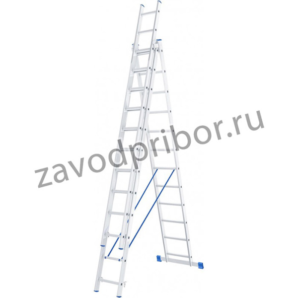 97822, Лестница, 3 х 12 ступеней, алюминиевая, трехсекционная, Россия// Сибртех