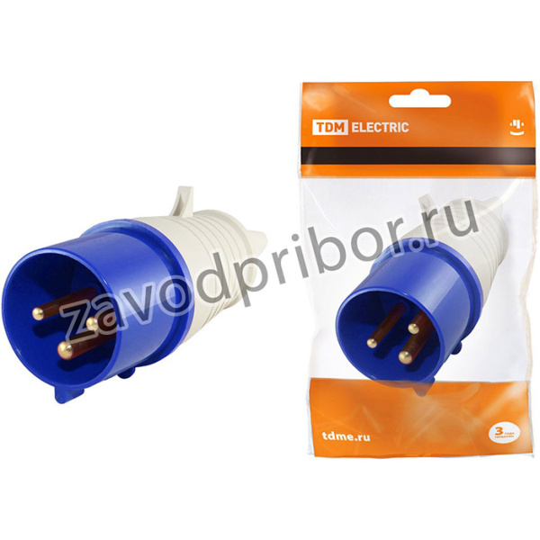 Вилка 013 2Р+РЕ 16А 220В IP44 TDM