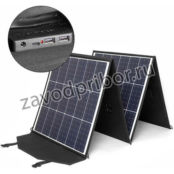 Солнечная панель TOP-SOLAR-200 200W 18V DC, Type-C PD 60W, 2 USB, влагозащищенная, складная на 4 секции