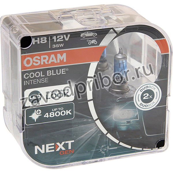 64212CBN2(EURO), Лампа 12V H8 35W PGJ19-2 +100% 5000K евробокс (2шт.) Cool Blue Intense NextGen OSRAM