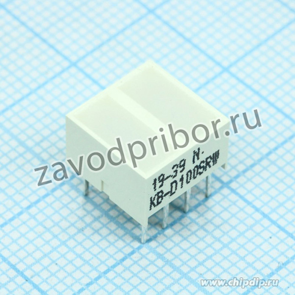 KB-D100SRW, Светодиодный модуль 2хLEDх8,89х3,81мм/ красный/ 625нм/50-100мкд/белый матовый
