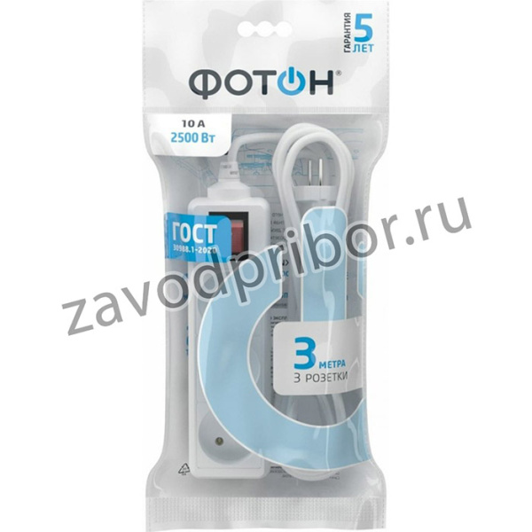 Удлинитель сетевой " 10-33S, 3м, 3 розетки, 10А, с выкл., Белый 24746